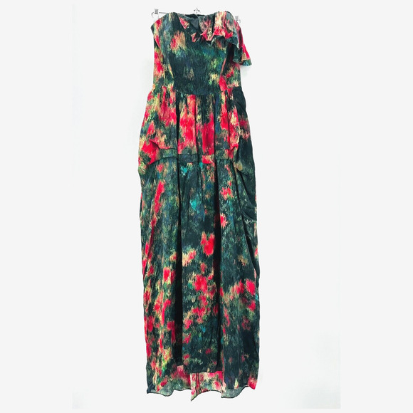 Anthropologie Dresses & Skirts - Loretta Jane Anthropologie Strapless Maxi Dress‎ Size 0 Silk Ruffles Preppy Glam